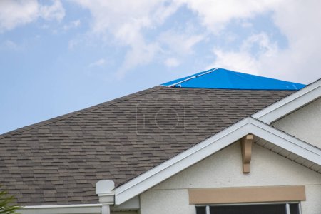 Photo for House tarped waiting for a new roof after Ian - Royalty Free Image