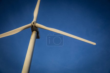 Foto de Sola turbina de viento en un cielo azul claro - Imagen libre de derechos