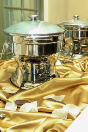 Photo for Row of chafing Dishes shot vertically - Royalty Free Image