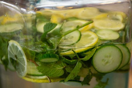 Fresh Lemon, cucumber and mint water drink