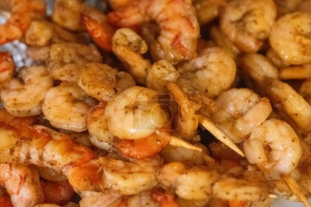 Bunch of Shrimp Skewers for a party