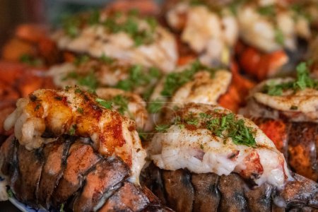 Bunch of Broiled Lobster Tails for a dinner party