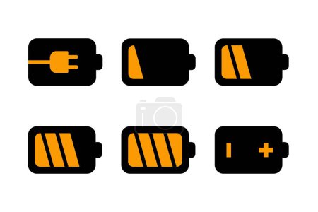 Téléchargez les illustrations : Illustration de conception vectorielle Battery Icon Pack - en licence libre de droit