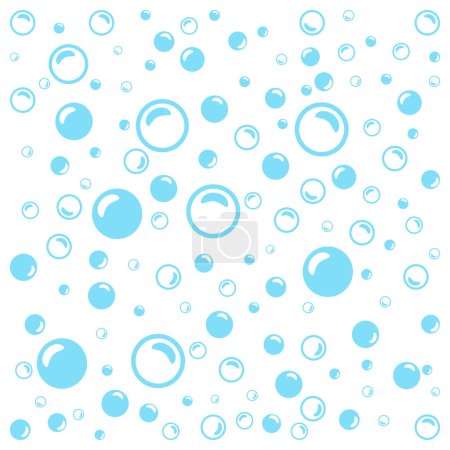 Illustration for Light blue soap bubbles on a white background, jpeg, mickey, mouse. Bubbles vector background with flat line icons. illustration. pattern - Royalty Free Image