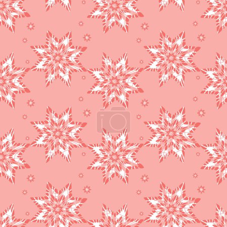 Photo for Vector red abstract snowflake stars seamless background 07. Suitable for textile, gift wrap and wallpaper. Surface pattern design. - Royalty Free Image
