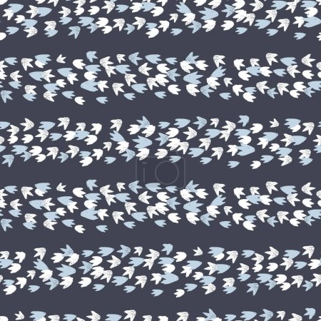 Ilustración de Huellas de dinosaurio gris vectorial rayas texturizadas patrón de repetición. Perfecto para textiles, envolturas de regalo y papel pintado. Diseño del patrón de superficie. - Imagen libre de derechos