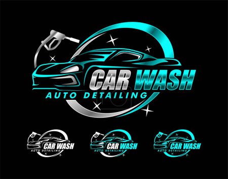 car wash auto detailing vector logo