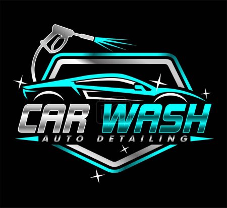 Ilustración de Auto lavado auto detalle vector logo - Imagen libre de derechos