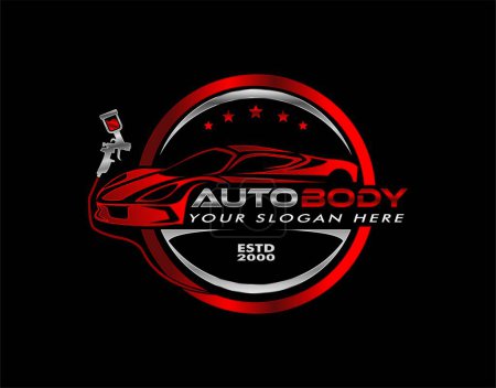 auto body shop vector illustration logo template paint car