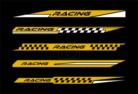 Photo for Sport car decal stripes, Car stickers Yellow striping. Isolated on black background - Royalty Free Image