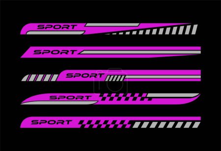 Photo for Sport car decal stripes, Car stickers Pink striping. Isolated on black background - Royalty Free Image