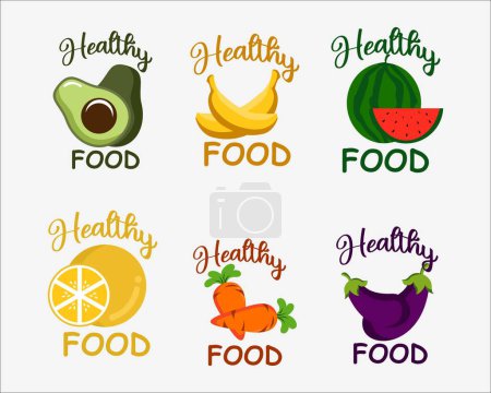 Téléchargez les illustrations : Set of Healthy food design vector illustration fruit and vegetables white background vector flat icon - en licence libre de droit