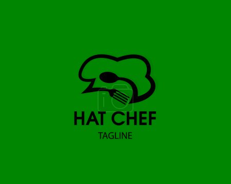 Téléchargez les illustrations : Chapeau chef logo chapeau chef logo créatif - en licence libre de droit