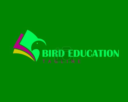 Téléchargez les illustrations : Livre d'oiseau éducation logo livre logo créatif - en licence libre de droit