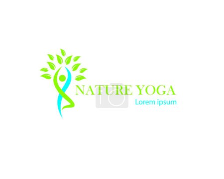Téléchargez les illustrations : Nature yoga logo arbre yoga logo yoga logo créatif yoga - en licence libre de droit