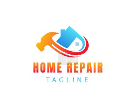 Téléchargez les illustrations : Logo de réparation à domicile logo de service à domicile logo - en licence libre de droit
