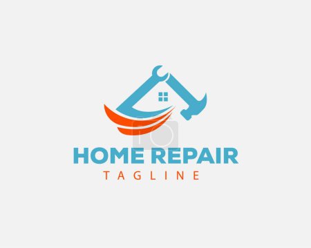 Téléchargez les illustrations : Logo de réparation à domicile logo de service à domicile logo - en licence libre de droit