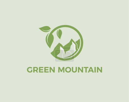 Téléchargez les illustrations : Vert montagne logo nature montagne logo laisser logo - en licence libre de droit