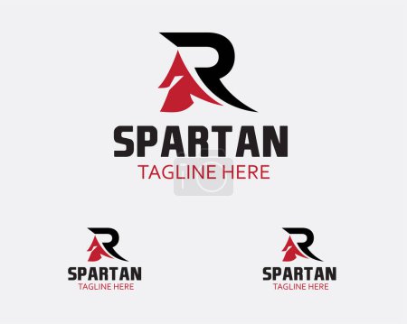 Illustration for Spartan logo initial r logo creative spartan head spartan logo - Royalty Free Image