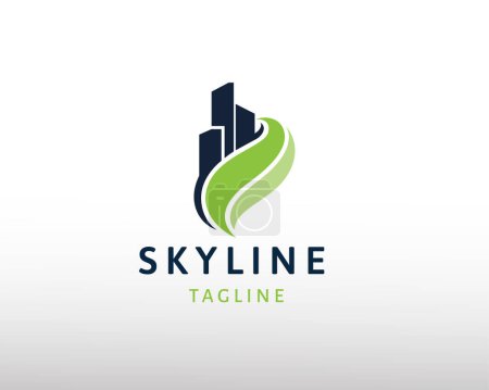 Téléchargez les illustrations : Skyline logo bâtiment logo ville logo créatif logo simple - en licence libre de droit