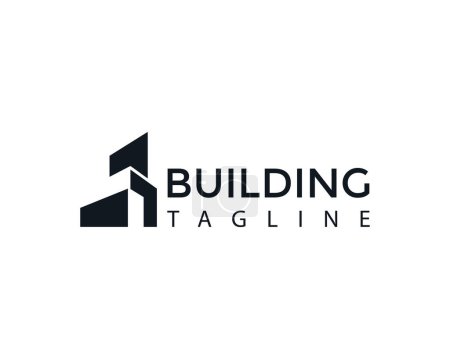 Téléchargez les illustrations : Bâtiment logo skyline logo ville logo immobilier logo simple - en licence libre de droit