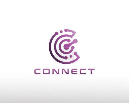 Illustration for Connect logo digital logo initial c logo tech logo creative symbol logo - Royalty Free Image
