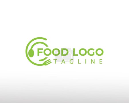 Illustration for Food logo frees food logo green food logo line creative logo - Royalty Free Image