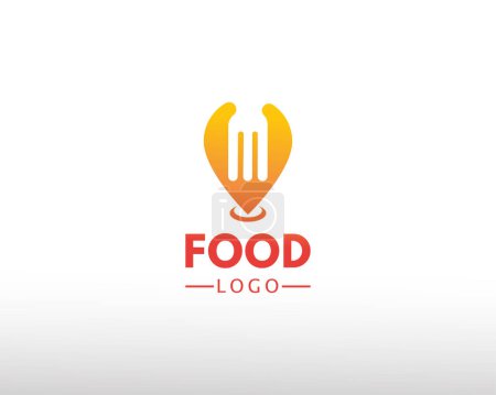 Illustration for Point food logo map food logo creative food logo - Royalty Free Image