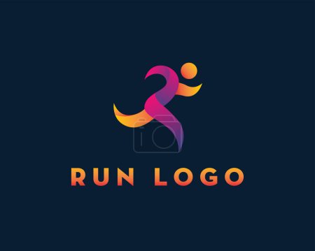 Téléchargez les illustrations : Courir logo courir homme logo sport logo sportif logo - en licence libre de droit