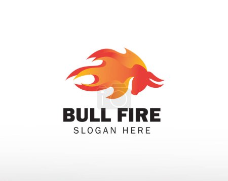 Illustration for Bull fire logo fast bull logo animal logo - Royalty Free Image