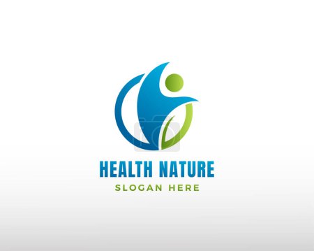 Illustration for Health logo leave logo creative health logo medical logo health nature logo - Royalty Free Image