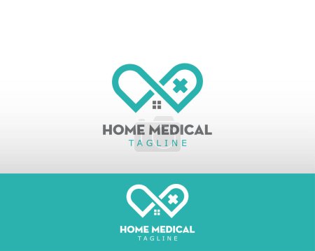 Illustration for Home medical logo capsule logo health logo line creative logo - Royalty Free Image