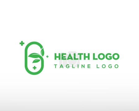 Illustration for Nature health logo medical logo capsule logo health logo line creative logo - Royalty Free Image