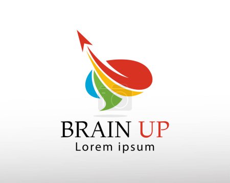 Ilustración de Brain up logo creative brain logo brain up logo arrow creative brain logo - Imagen libre de derechos
