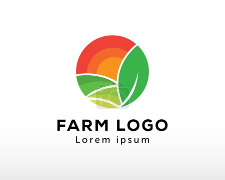 Illustration for Farm logo sun creative logo agriculture logo leave creative - Royalty Free Image
