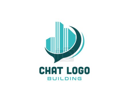 Illustration for Chat logo creative chat building logo chat home repair logo city chat creative logo - Royalty Free Image