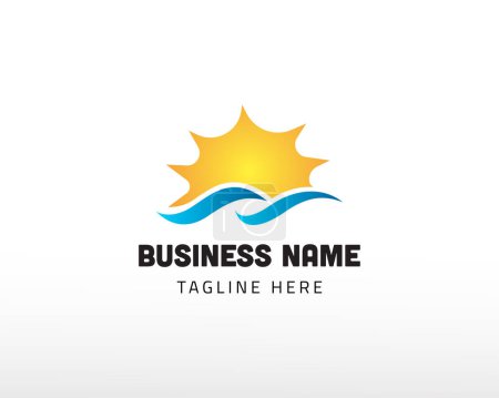 Illustration for Sun logo energy creative logo summer day beach creative logo - Royalty Free Image