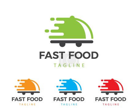 Téléchargez les illustrations : Fast food logo livraison design créatif illustration vecteur - en licence libre de droit