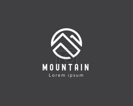 Illustration for Mountain logo line circle mountain illustration vector - Royalty Free Image