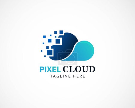 Ilustración de Pixel cloud logo digital logo cloud creative vector technology - Imagen libre de derechos