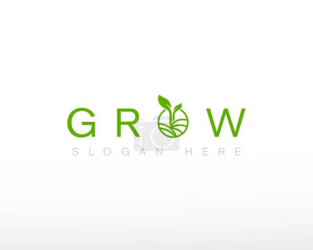 Illustration for Letter grow logo design. Plant abstract design. Natural organic vector icon. - Royalty Free Image
