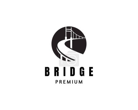 Téléchargez les illustrations : Modèle de logo de bâtiment de pont vecteur noir - en licence libre de droit