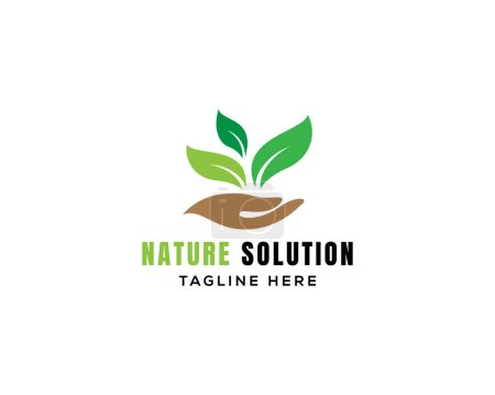 Téléchargez les illustrations : Solution nature logo soin nature illustration vecteur - en licence libre de droit