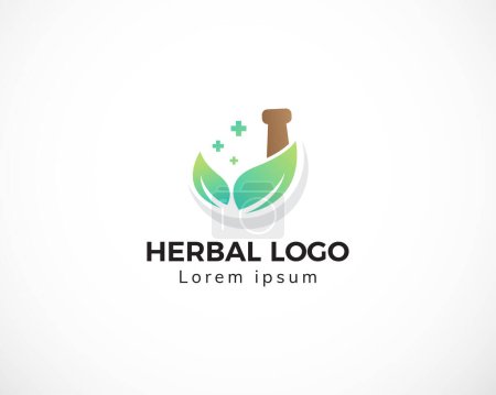 Ilustración de Plantilla de diseño de logotipo a base de hierbas naturaleza salud creativa - Imagen libre de derechos