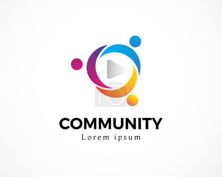 Téléchargez les illustrations : Peuple communauté logo simple moderne - en licence libre de droit