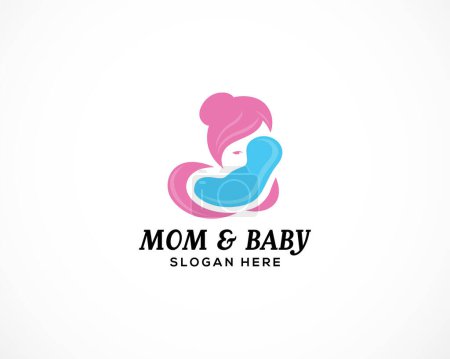 Illustration for Mom and baby logo baby care design vector illustration - Royalty Free Image
