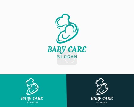 Ilustración de Mamá y bebé logotipo bebé cuidado vector ilustración - Imagen libre de derechos