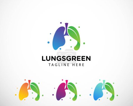 Téléchargez les illustrations : Poumon vert logo créatif icône symbole nature santé poumon - en licence libre de droit