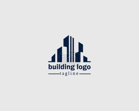 Téléchargez les illustrations : Bâtiment logo ville skyline design créatif - en licence libre de droit