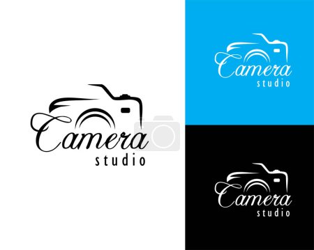 Illustration for Camera creative logo art draw design black - Royalty Free Image